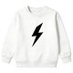 Kids' White Crew Neck Sweatshirt with Cool Black Lightning Print