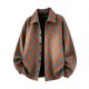 Men's Gray Oversized Shirt Collar Jacket with Orange Polka Dot Print