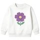 Kids' White Crew Neck Sweatshirt with Gentle Purple Flower Print