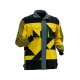 Men's Yellow & Black Geometric Workwear Jacket with Chevron Sleeve Print