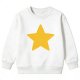 Kids' White Crew Neck Sweatshirt with Bright Yellow Star Print