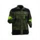 Men's Green Camouflage Workwear Jacket with Neon Green Contrast Panels