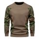 Men's Khaki Crew Neck Sweatshirt with Tropical Leaf Side Print