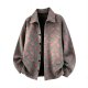 Men's Gray Oversized Shirt Collar Jacket with Pink Floral Print